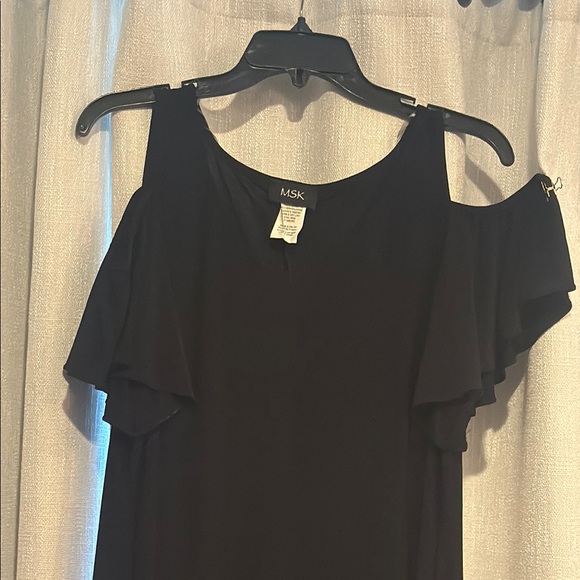 MSK Black Cocktail Sheath Dress with Cold Shoulder - Picture 2 of 5